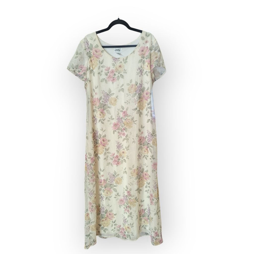 JBS LTD Cream Floral Chiffon Dress Size 16